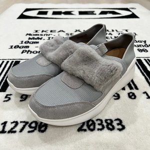 Ugg Pico Lamb Fur Neoprene Suede Slip On Sneakers - Grey